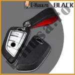Husa Cheie Auto BMW Black din piele si PU webp 1