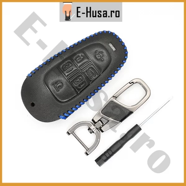 Husa Cheie Auto Hyundai Tucson Model 6 butoane cusuta manual albastru webp 3