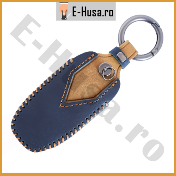 Husa Cheie Auto Audi A4 A5 A6 A7 A8 Q5 Q7 piele albastra webp 3