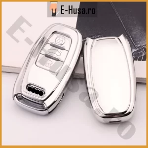 Husa Cheie Auto Audi A4 A5 A6 A8 Q5 Q7 TPU Argintiu webp 1