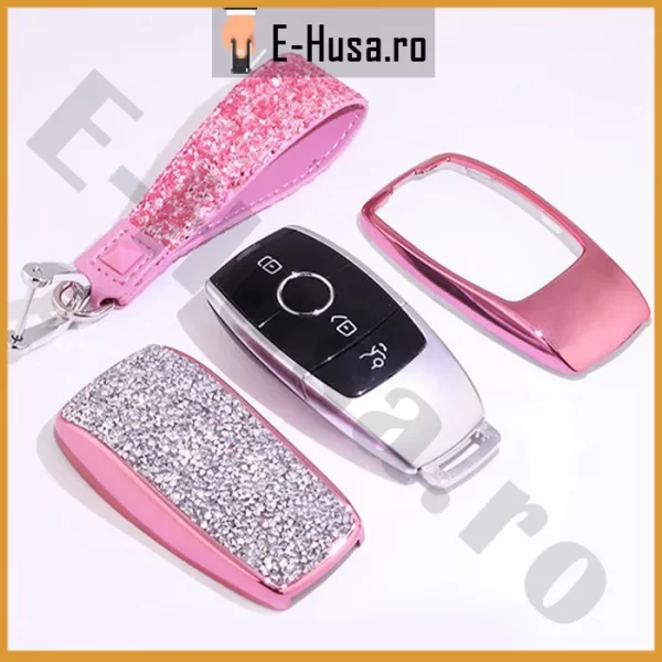 Husa Cheie Auto Mercedes Clasa A C G E S Pink Krystal webp 3