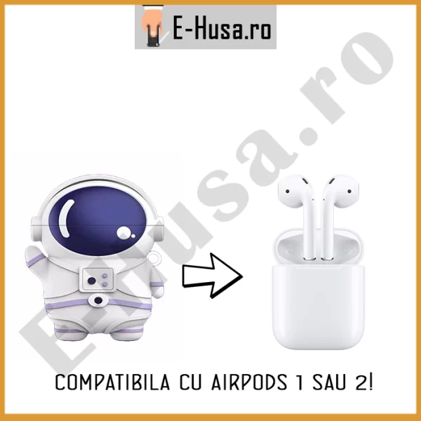Husa Airpods 1 2 din silicon Astronaut webp4