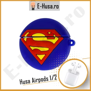 Husa Airpods 1 2 din silicon Superman webp1