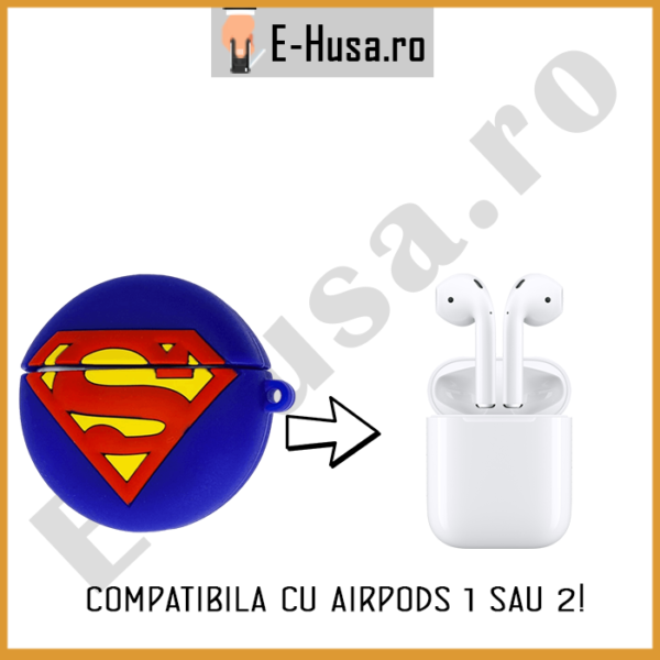 Husa Airpods 1 2 din silicon Superman webp6