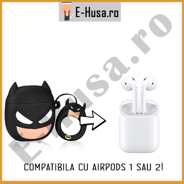 Husa Airpods 1 2 din silicon Batman webp6