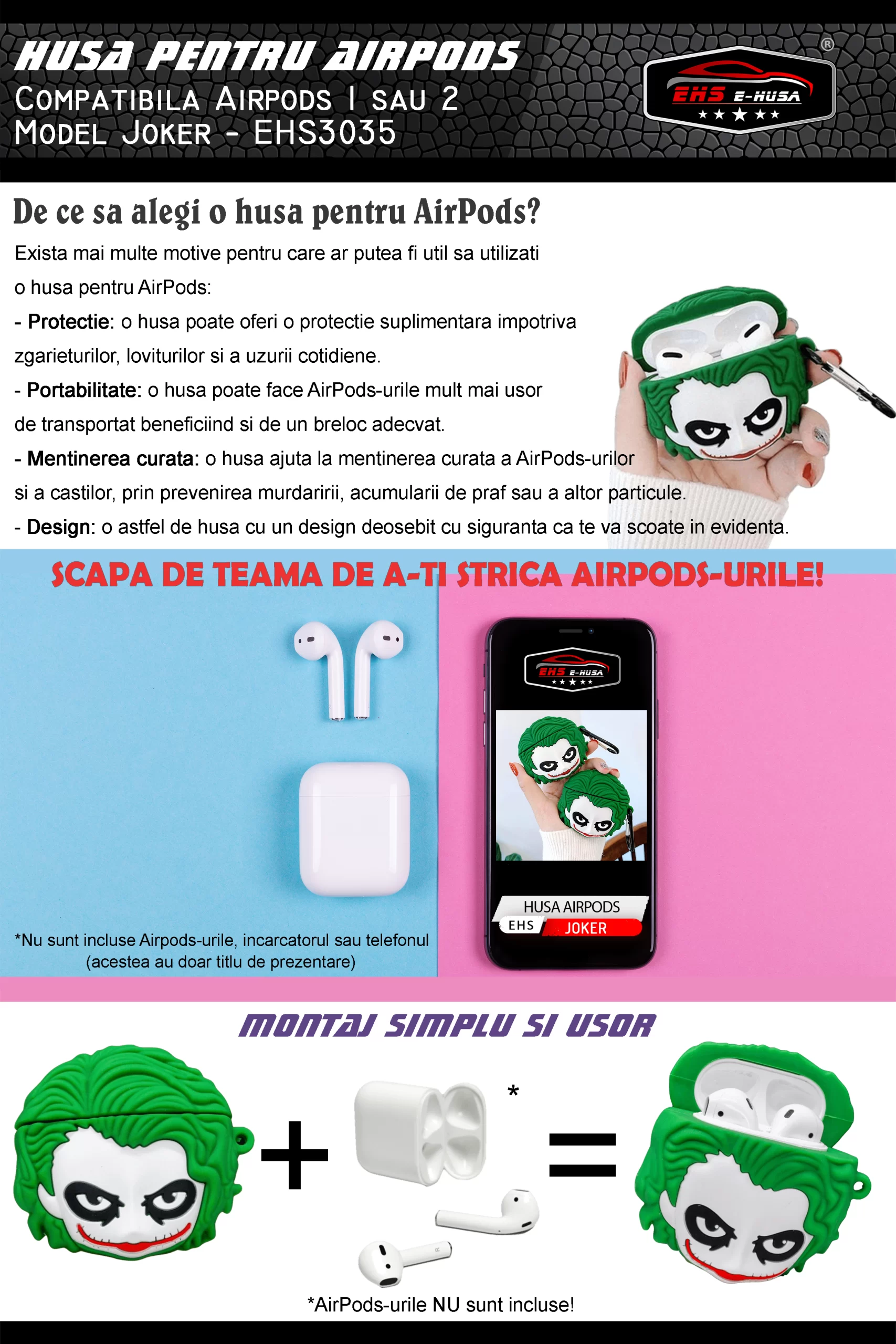 Husa Airpods 1 2 din silicon Joker webp8