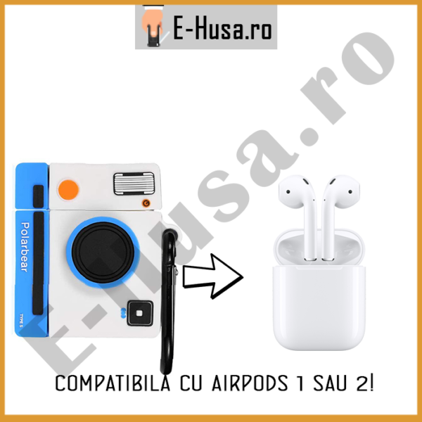 Husa Airpods 1 2 din silicon Polarbear albastru webp4