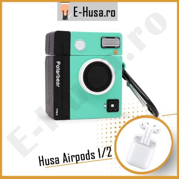 Husa Airpods 1 2 din silicon Polarbear verde webp1