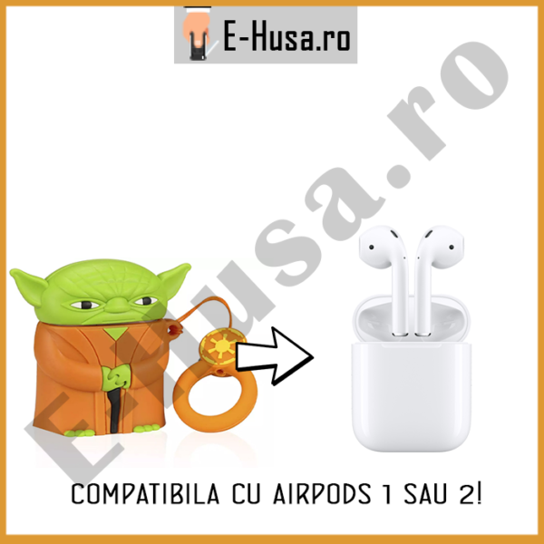 Husa Airpods 1 2 din silicon Yoda webp5