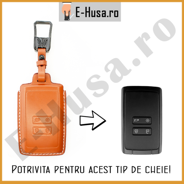 Husa Cheie Auto Renault Dacia piele maro webp 6