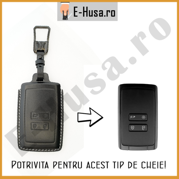 Husa Cheie Auto Renault Dacia piele neagra webp 5