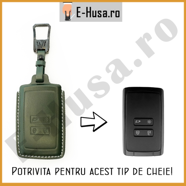 Husa Cheie Auto Renault Dacia piele verde webp 6