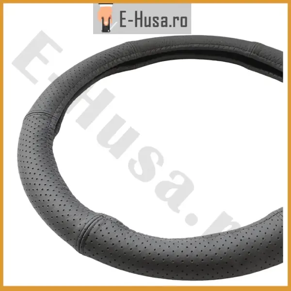 Husa Volan Piele Naturala Perforata Negru 42-44 Cm 3