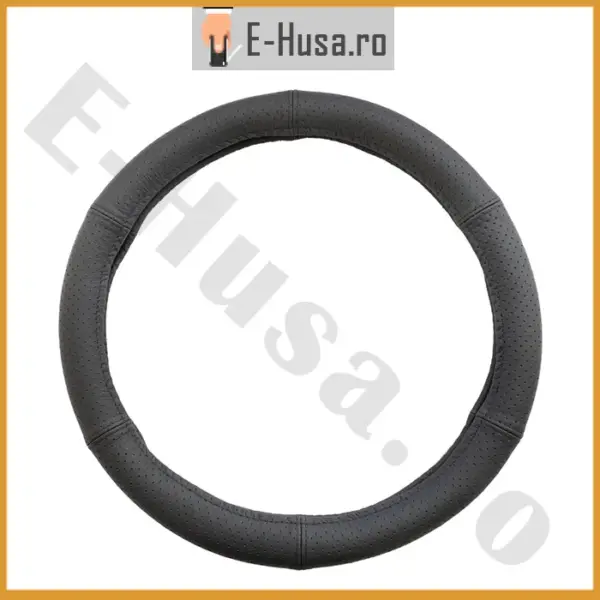 Husa Volan Piele Naturala Perforata Negru 44-46 Cm 2