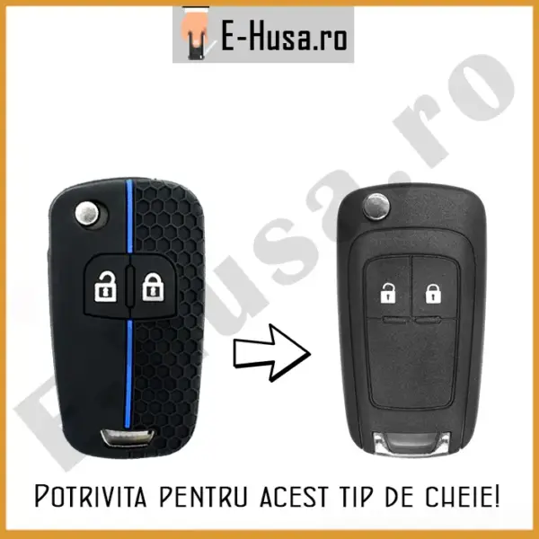 Husa Cheie Auto Silicon tip Opel Vauxhall albastru 5