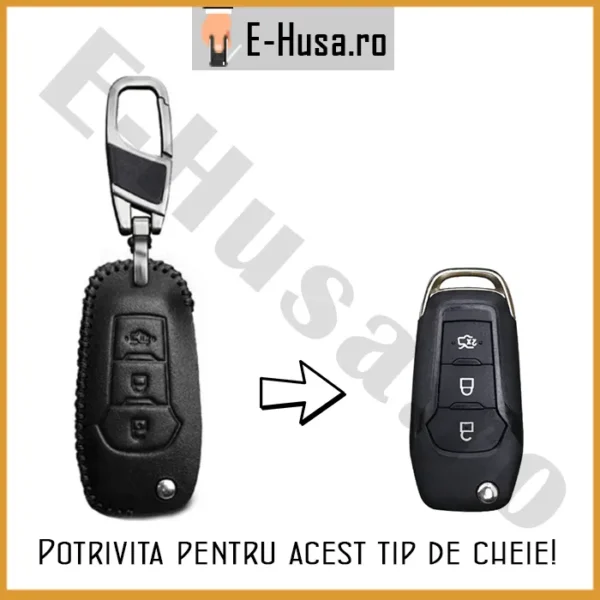 Husa Cheie Auto Ford Mondeo briceag din piele webp 4 (1)