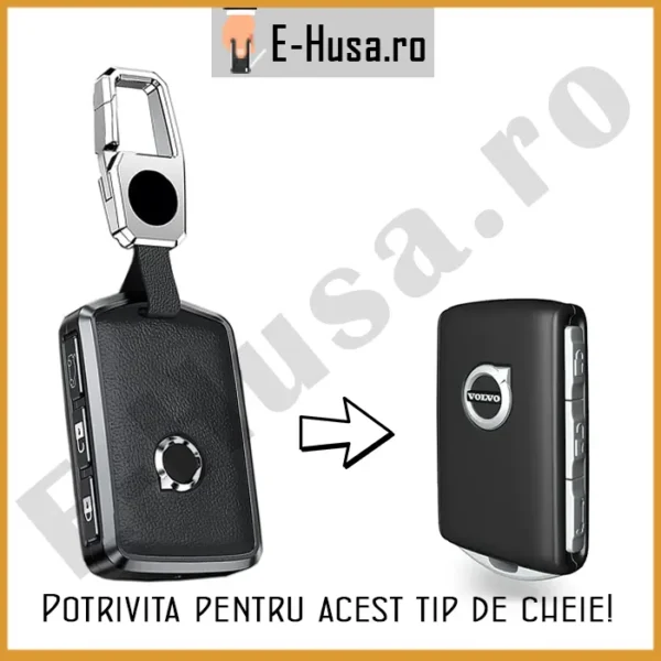 Husa Cheie Volvo din Aliaj si Piele EHS299 3