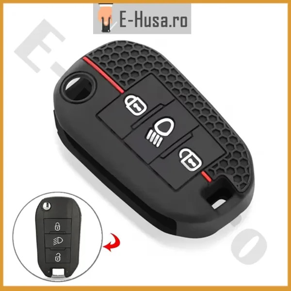 Husa Silicon Cheie Auto tip Citroen Peugeot Opel briceag EHS1068R 2