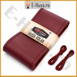 Husa Volan din Piele Naturala Bordo EHS326 1