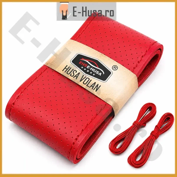 Husa Volan din Piele Naturala Rosie EHS310 1